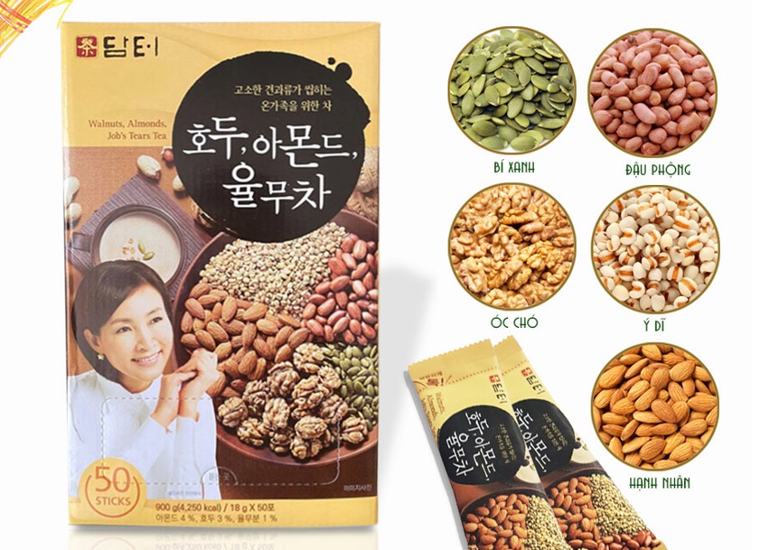 Bột Ngũ Cốc Damtuh Hàn Quốc 900g Hộp 50 Gói